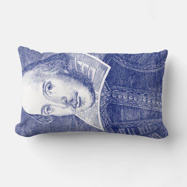 Portret van William Shakespeare uit First Folio Kussen (Voorkant)