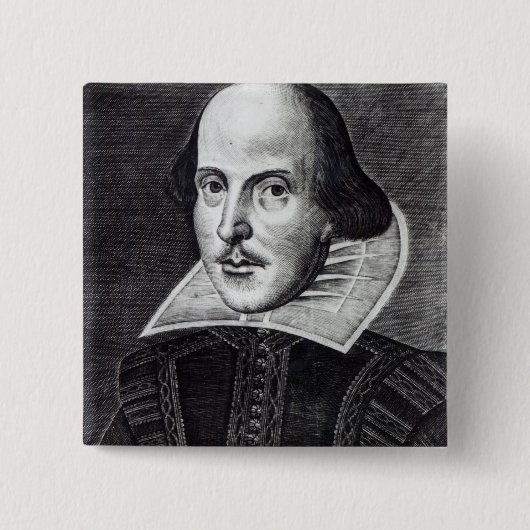 Portret van William Shakespeare Vierkante Button 5,1 Cm (Voorkant)