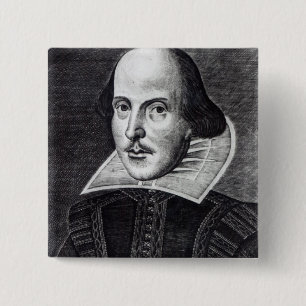 Portret van William Shakespeare Vierkante Button 5,1 Cm