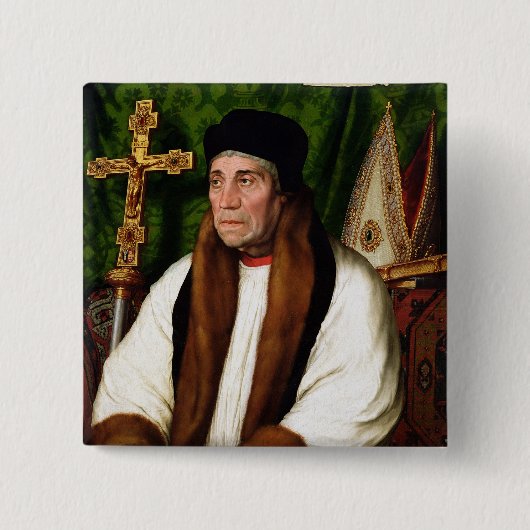 Portret van William Warham Vierkante Button 5,1 Cm (Voorkant)