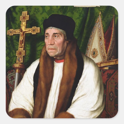 Portret van William Warham Vierkante Sticker (Voorkant)