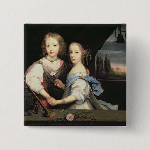 Portret van Winston en Arabella (1648-1730) Churc Vierkante Button 5,1 Cm