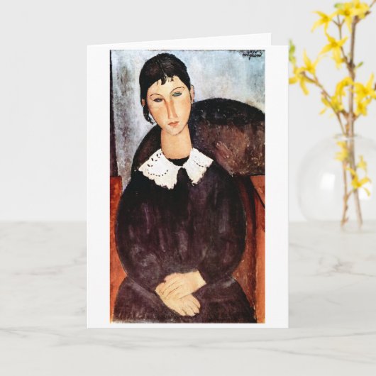 Portret van witte kraag, Modigliani Kaart (Gele Bloem)