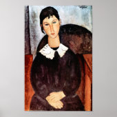Portret van witte kraag, Modigliani Poster (Voorkant)