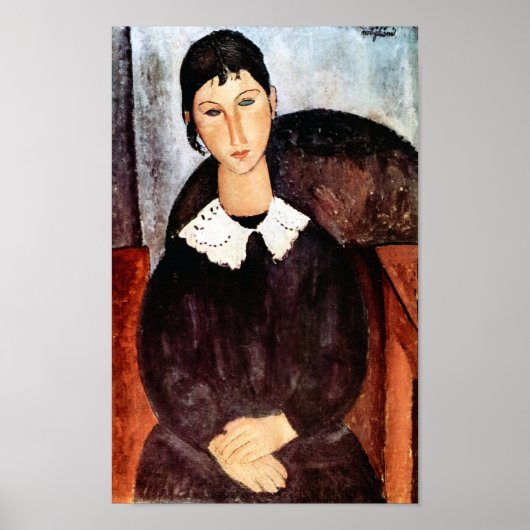 Portret van witte kraag, Modigliani Poster (Voorkant)