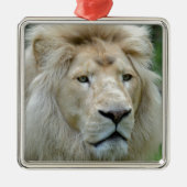 Portret van witte leeuw metalen ornament (Voorkant)