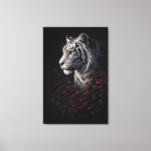 Portret van Witte Tijger – Kalm Aanwezige en Still Canvas Afdruk