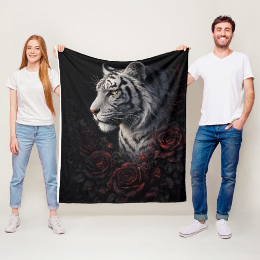 Portret van Witte Tijger – Kalm Vermogen en Stille Fleece Deken (In situ)
