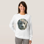 Portret van witte tijger met zachte bruine tekenin t-shirt (Voorkant volledig)