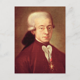 Portret van Wolfgang Amadeus Mozart na 1770 Briefkaart