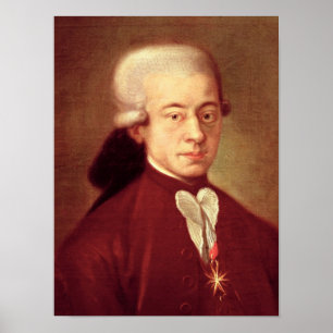 Portret van Wolfgang Amadeus Mozart na 1770 Poster