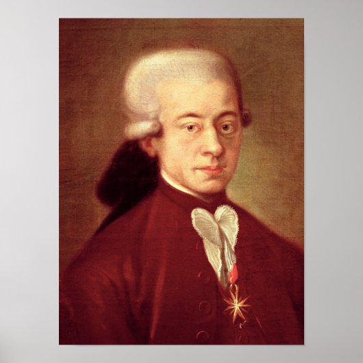 Portret van Wolfgang Amadeus Mozart na 1770 Poster (Voorkant)