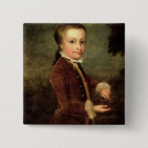 Portret van Wolfgang Amadeus Mozart Vierkante Button 5,1 Cm