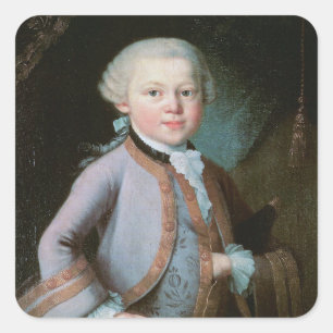Portret van Wolfgang Amadeus Mozart Vierkante Sticker