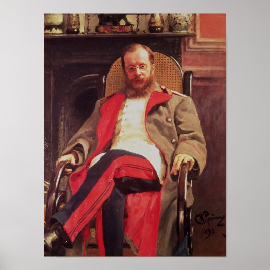 Portret van Zesar Kjui, 1890 Poster (Voorkant)