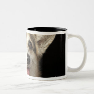 Portret van zwarte, bruine en witte Corgi Tweekleurige Koffiemok