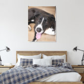 portret van zwarte hond canvas afdruk (Insitu (Slaapkamer))
