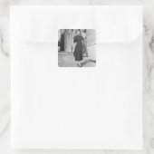 portret vierkante sticker (Tas)
