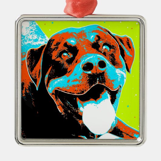 Portret voor Bright en Fun Rottweiler Metalen Ornament (Voorkant)