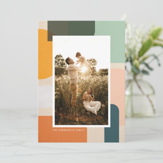 Portret voor kleurrijke moderne vormen feestdagenkaart (Staand voorkant)