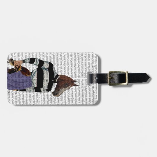 Portret voor paardenraces met jockey bagagelabel (Voorkant horizontaal)