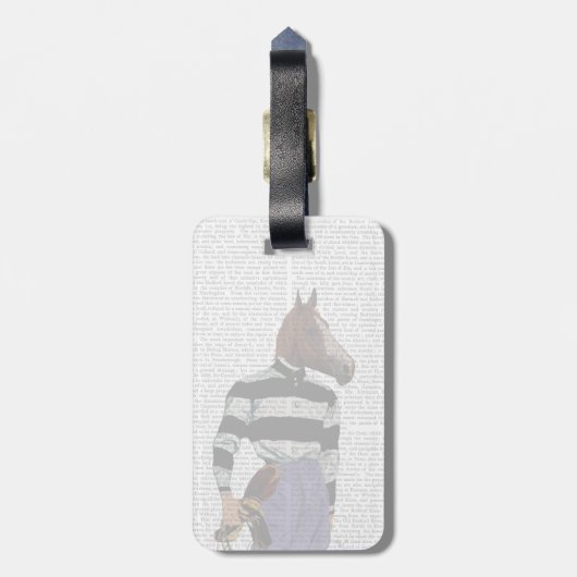 Portret voor paardenraces met jockey bagagelabel (Achterkant verticaal)