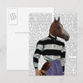 Portret voor paardenraces met jockey briefkaart (Voorkant / Achterkant)