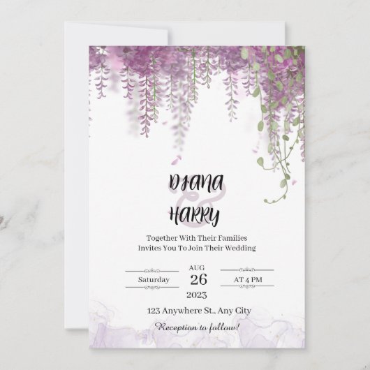 Portret voor uitnodiging voor roze en witte legant (Voorkant)