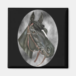 Portret voor zwart paardenformaat magneet
