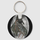 Portret voor zwart paardenformaat sleutelhanger (Voorkant)