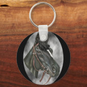 Portret voor zwart paardenformaat sleutelhanger (Voorkant)