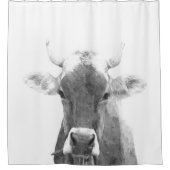 Portret voor zwarte en witte Koe Douchegordijn (Voorkant)