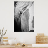 Portret voor zwarte en witte paarden poster (Keuken)