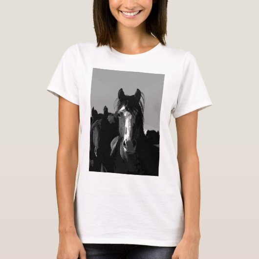 Portret voor zwarte en witte paarden t-shirt (Voorkant)