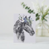 Portret voor zwarte rode waterverf (Flower Crown B Briefkaart (Staand voorkant)