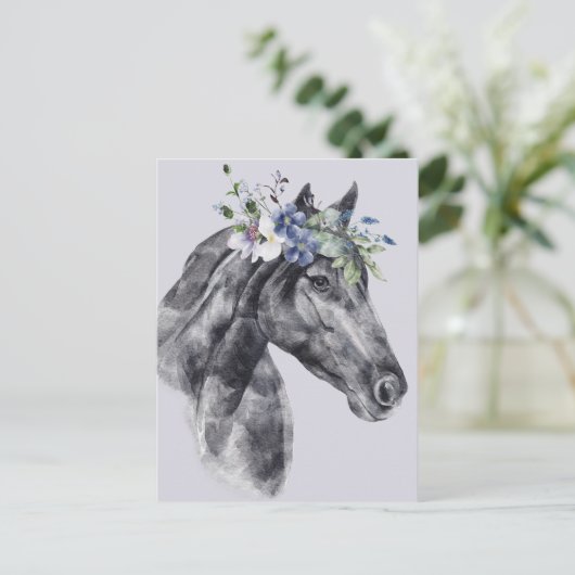 Portret voor zwarte rode waterverf (Flower Crown B Briefkaart (Staand voorkant)