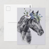 Portret voor zwarte rode waterverf (Flower Crown B Briefkaart (Voorkant / Achterkant)