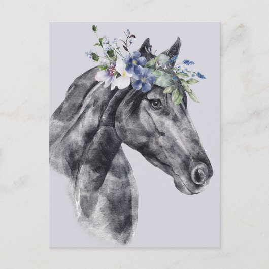 Portret voor zwarte rode waterverf (Flower Crown B Briefkaart (Voorkant)