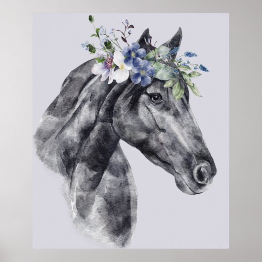 Portret voor zwarte rode waterverf (Flower Crown B Poster (Voorkant)