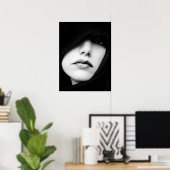 Portret, vrouw, mysterieus, zwart en wit poster (Thuiskantoor)