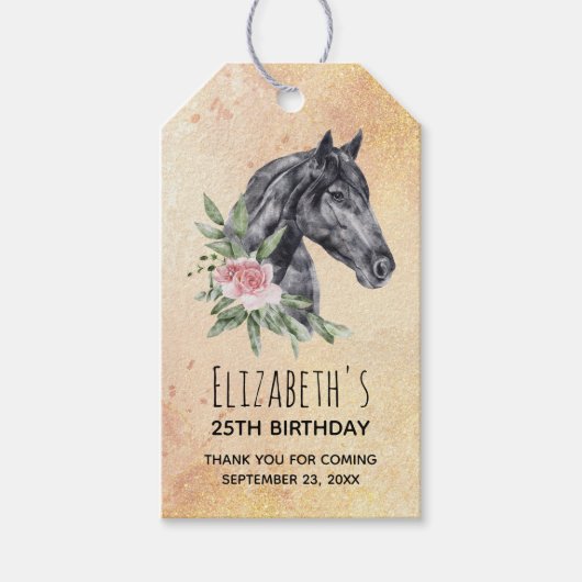 Portret Waterverf Birthday Cadeaulabel (Voorkant)