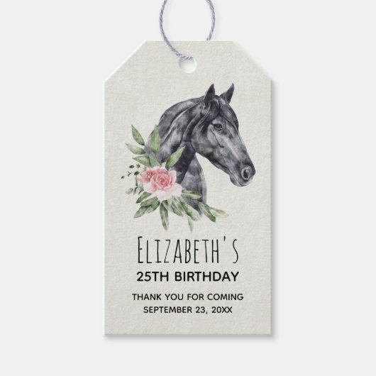 Portret Waterverf Birthday Cadeaulabel (Voorkant)