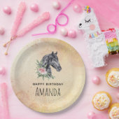 Portret Waterverf Birthday Papieren Bordje (Feest)