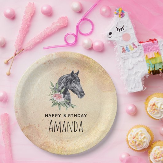 Portret Waterverf Birthday Papieren Bordje (Feest)