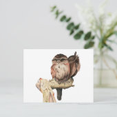 Portret Waterverf Owl Siblings Briefkaart (Staand voorkant)