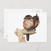 Portret Waterverf Owl Siblings Briefkaart (Voorkant / Achterkant)