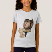 Portret Waterverf Owl Siblings T-shirt (Voorkant)