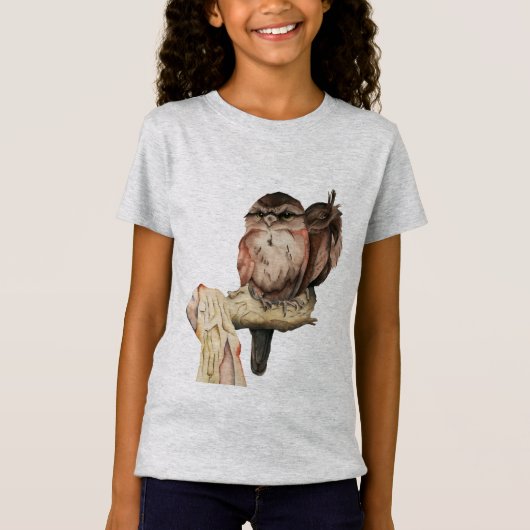 Portret Waterverf Owl Siblings T-shirt (Voorkant)