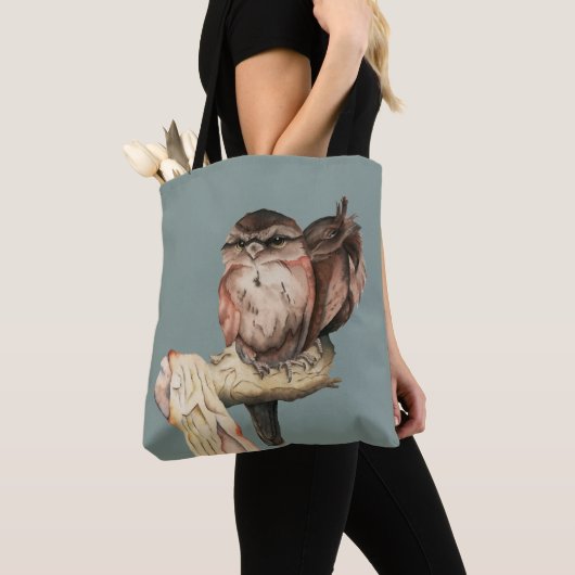 Portret Waterverf Owl Siblings Tote Bag (Dichtbij)