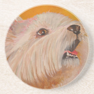 Portret West Highland White Terrier Zandsteen Onderzetter